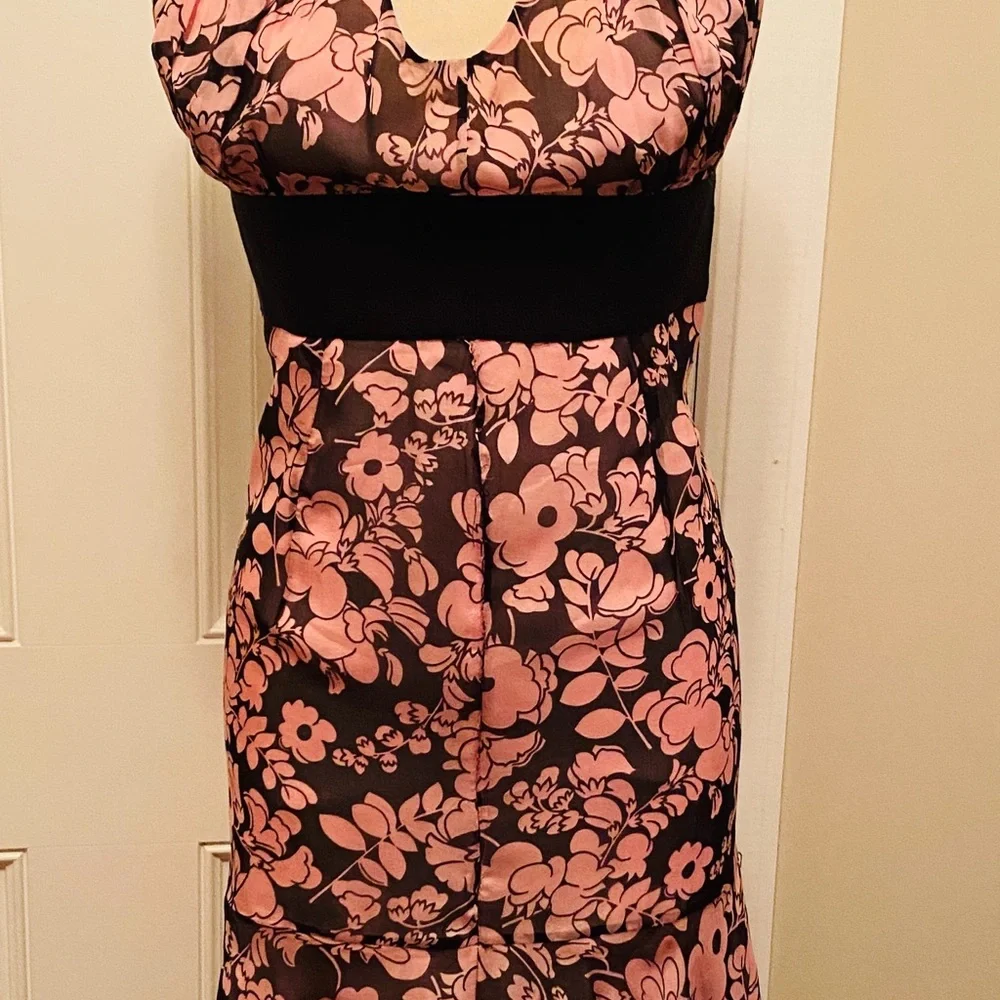 Milly Pink and Black Floral Sunback Dress - Picture 5 of 9